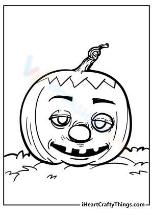 Tired Pumpkin Halloween Illustration