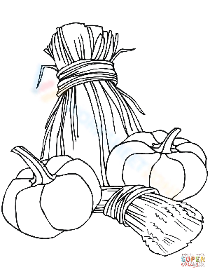 Pumpkins and Wheat Illustration