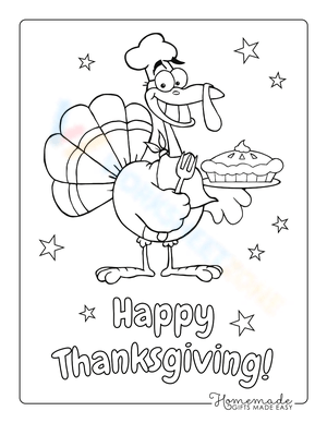 Turkey Chef with Pie: Thanksgiving Worksheet