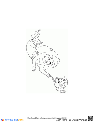 Little Ariel and Baby Flounder Worksheet
