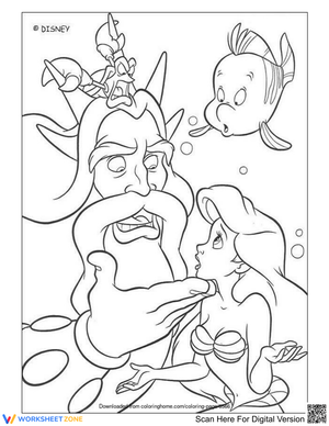 King Triton and Ariel Printable Coloring Page | Grade K-5