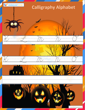 Spooky Calligraphy Practice K to O