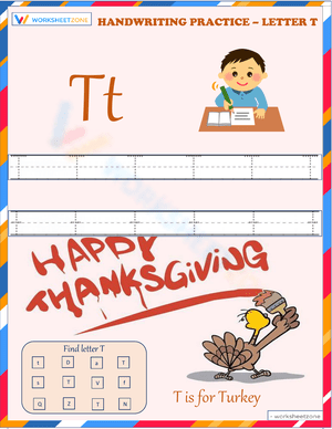 Letter T Writing Practice for Preschoolers