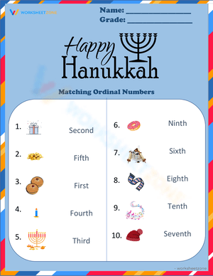 Match Objects to Ordinal Numbers Worksheet