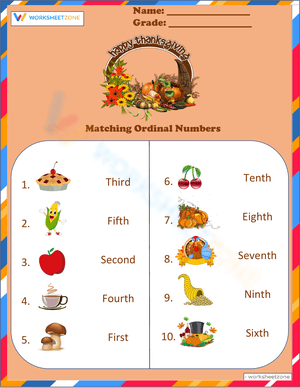 Find Ordinal Numbers of Objects Worksheet