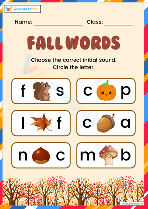Fall Words Worksheet for Seasonal Vocabulary
