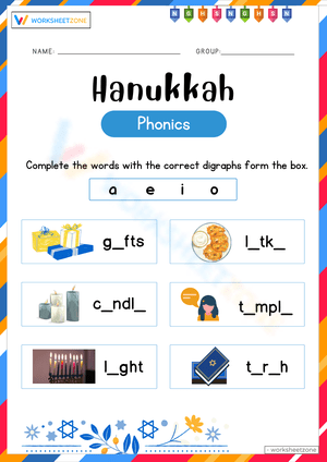 Hanukkah Phonics Worksheet for Holiday Learning