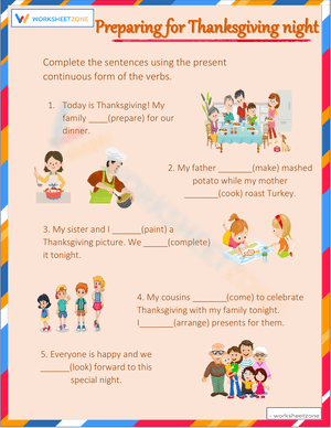 Preparing for Thanksgiving Night Worksheet
