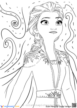 Printable Elsa In White Dress Coloring Page | Grade K-3
