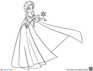 Elsa with Snowflake Coloring Worksheet