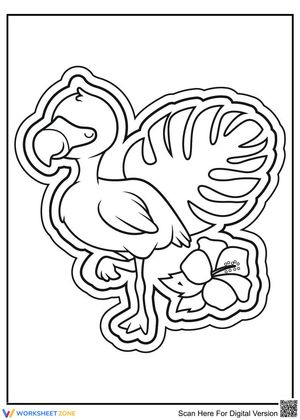 Flamingo and Leaf Nature Worksheet