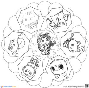 Gabby's Dollhouse Pillow Cat Coloring Page | Essential