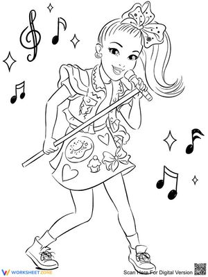 Jojo Siwa Singing Coloring Page | Essential Printable
