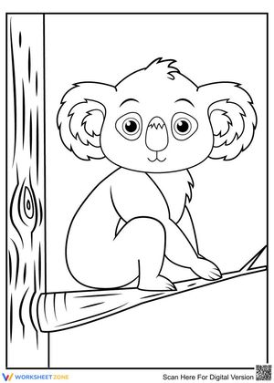 Koala on a branch of tree