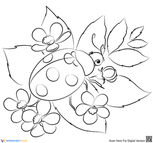 Ladybug with Flowers Nature Worksheet