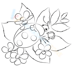 Ladybug with Flowers Nature Worksheet