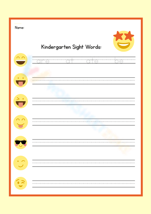 Kindergarten Sight Words Printable Worksheet