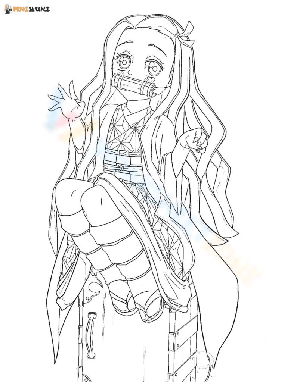 Nezuko sitting on a box