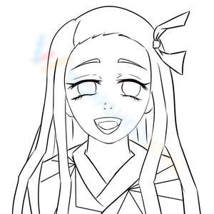 Happy Nezuko Portrait Worksheet