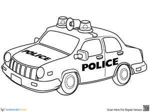Police Car Fun Learning Worksheet