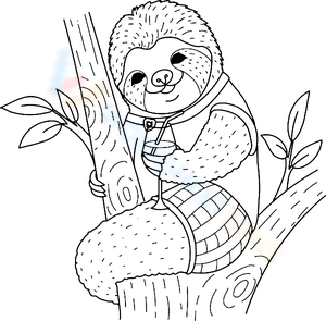 Funny Sloth with Cocktail