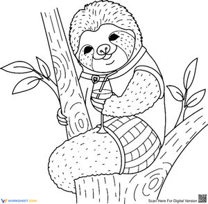 Funny Sloth with Cocktail