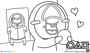 Cute Triangle Squid Game Coloring Page | Essential Printable