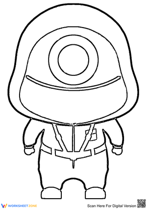 Chibi Squid Game Circle Guard | Printable Coloring Page