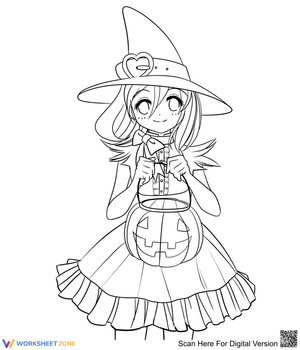 Beautiful Witch with Pumpkin Lights
