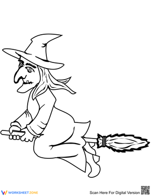 Halloween Witch on a Broom