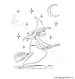 Witch Riding Broomstick