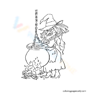 Old Witch and Cauldron