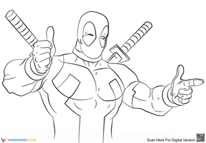 Cartoon Deadpool Worksheet: Comic Fun