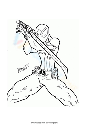 Deadpool with Sword Worksheet