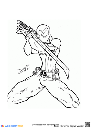 Deadpool with Sword Worksheet