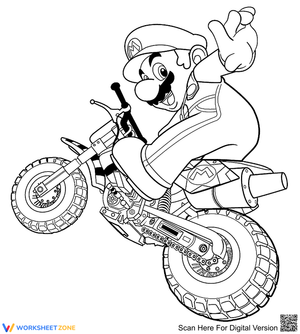Coloring Fun: Super Mario with Dirt Bike