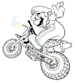 Coloring Fun: Super Mario with Dirt Bike