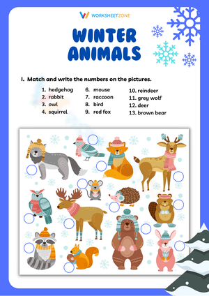 Winter Animals Worksheet: Learn
