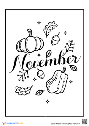November Coloring Page for Kids