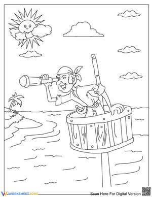 Happy Pirate Coloring Page — Printable No-Prep Worksheet