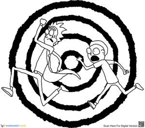 Running Rick and Morty Coloring Page | Essential Art
