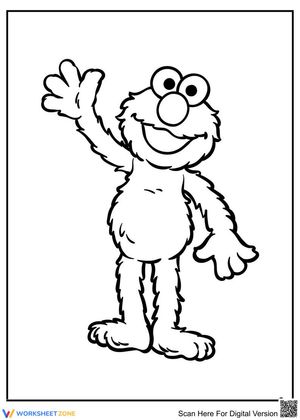 Waving Elmo Coloring Page | Essential Preschool Art