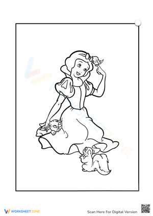 Relaxing Princess and Bird Coloring Page