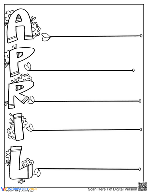 April Acrostic Poem — Printable Grade 3 English Worksheet