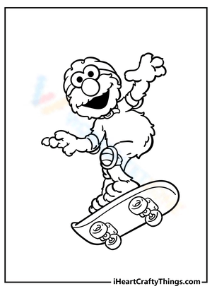Elmo and skateboard