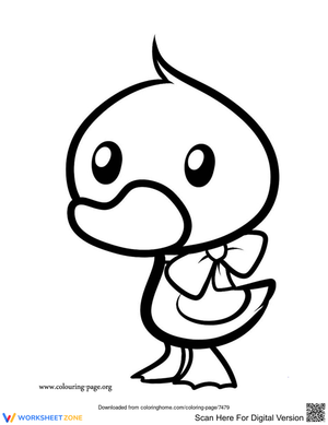 Printable Duckling with Ribbon Coloring Page | Grade K-5