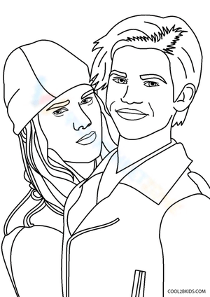 Young Couple Character Coloring Page