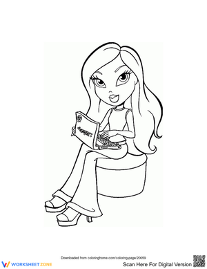 Bratz and Computer Coloring Page | Essential Grade K-5