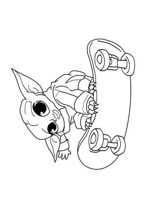 Baby Yoda and Skateboard Activity Sheet