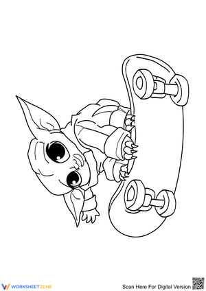 Baby Yoda and Skateboard Activity Sheet